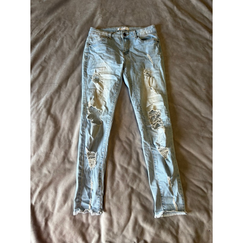 Encore Jeans Light Wash Distressed Ripped Skinny Denim Style 918CH Size 7